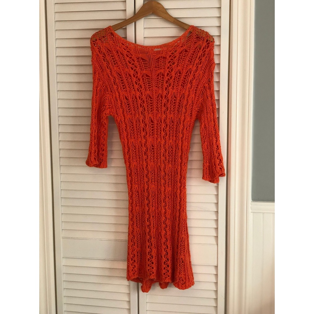 Crocheted orange sweather dress